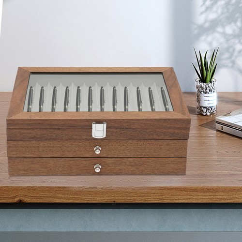 Walnut wood pen display box - wood,